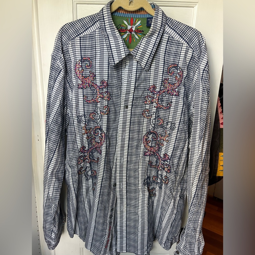 Robert Graham Striped Embroidered Shirt